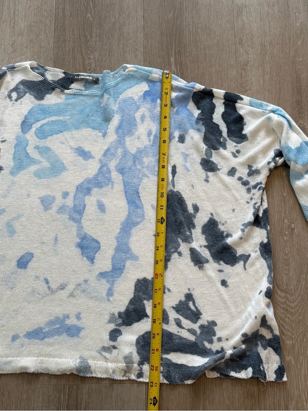 Alembika Watercolor Boxy Sweater Nautical Linen Blend Lagenlook Oversized Medium - Picture 7 of 7